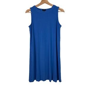 J. Jill Wearever Collection Blue Sleeveless Stretch A-Line Dress Sz Small Petite